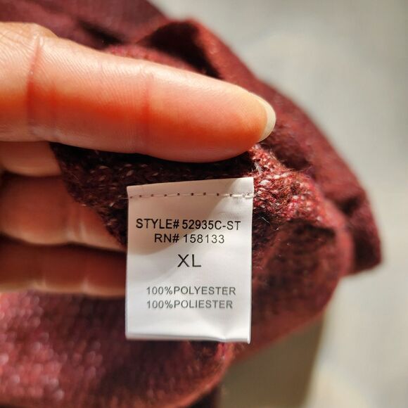 Pink Clover Sweater Womens XL Maroon Stitch Fix Cardigan Open Front Cuff Sleeves - Picture 5 of 9